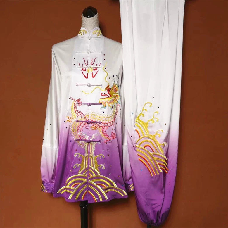 Custom Size Competition Tai Chi Clothing for Unisex Martial Arts Changquan Wushu Performance Uniforms Embroidered Dragon - Moderndancedress.com