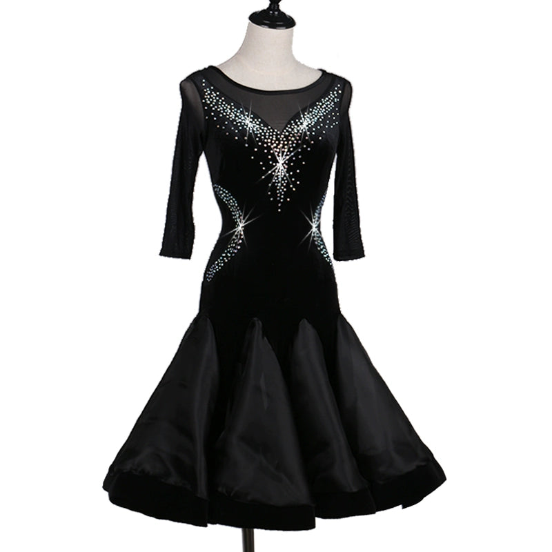 Latin Dance Competition Dresses for Adult Female Professional Pendulum Skirt Middle Sleeve Latin Dance Performing Dresses Middle Sleeve Moderndancedress.com Latin Dance Competition Dresses for Adult Female Professional Pendulum Skirt Middle Sleeve Latin Dance Performing Dresses Middle Sleeve Moderndancedress.com