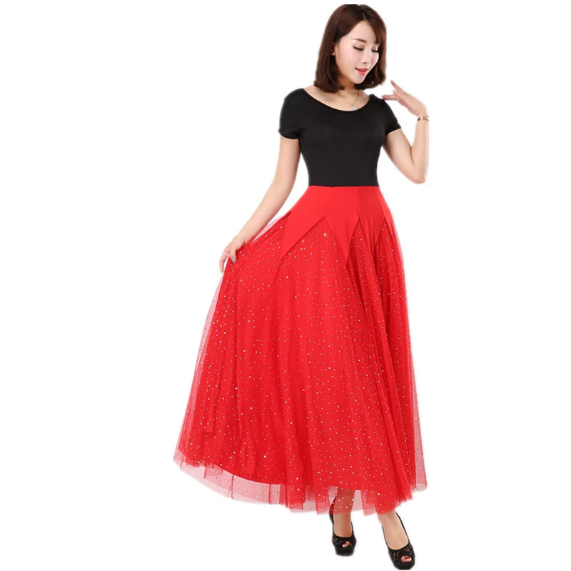 Women's Ballroom Dance Dresses Modern Skirt, National Standard Dance, Waltz Dress, Competition Dress, Performing Dress, Tango Foxtrot - Moderndancedress.com