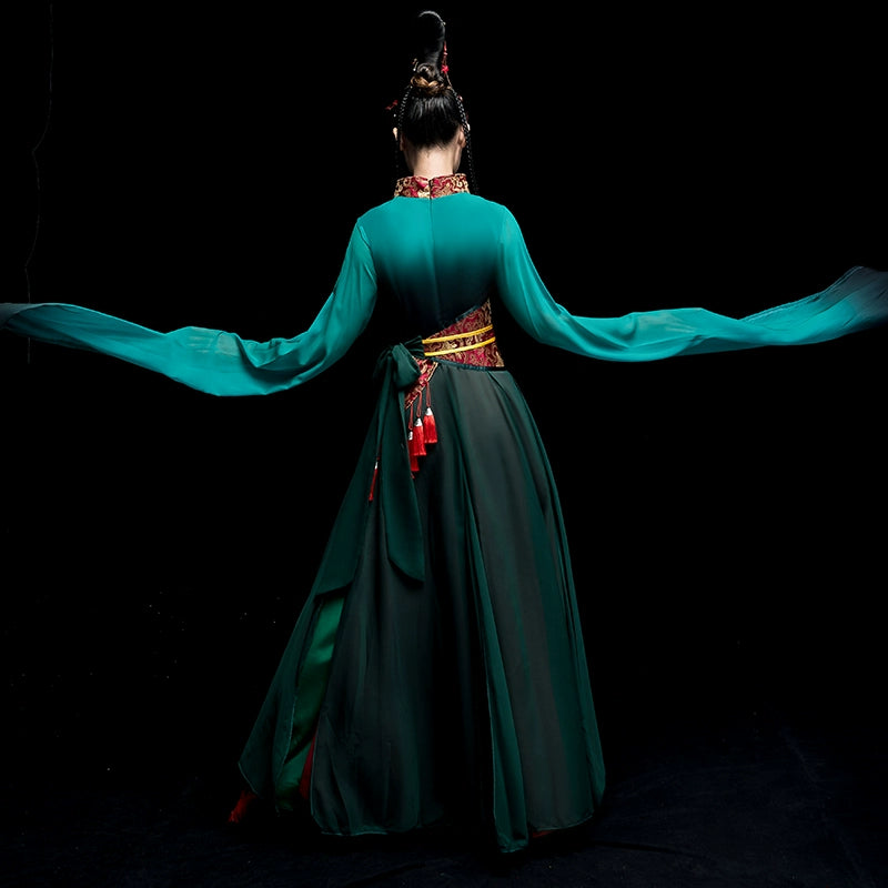 Chinese Folk Dance Costume Watersleeve Dance Costume Female Modern Chinese Hanfu Caiwei Classical Dance Costume Adults