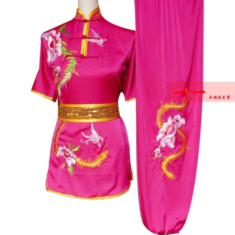 Martial Arts  Kungfu clothes Short-sleeved Wushu  Embroidery Long Boxing Competition Clothes Men Women Morning Training Clothes Taekwondo - Moderndancedress.com