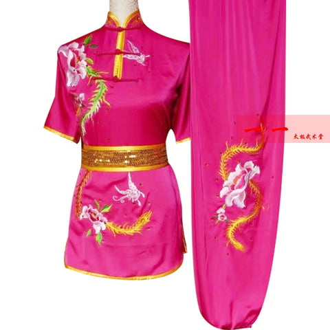 Martial Arts  Kungfu clothes Short-sleeved Wushu  Embroidery Long Boxing Competition Clothes Men Women Morning Training Clothes Taekwondo - Moderndancedress.com