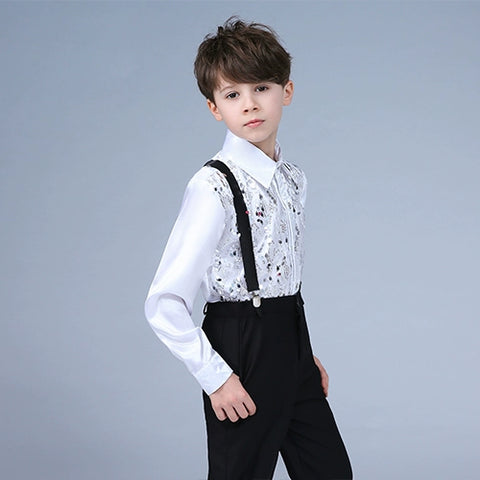 Children's sequins shirt dress chorus suit host clothes performance clothing