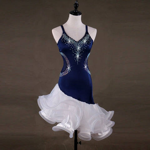 Latin Dance Dresses Women's Performance Spandex Crystals / Rhinestones Sleeveless High Dress - 