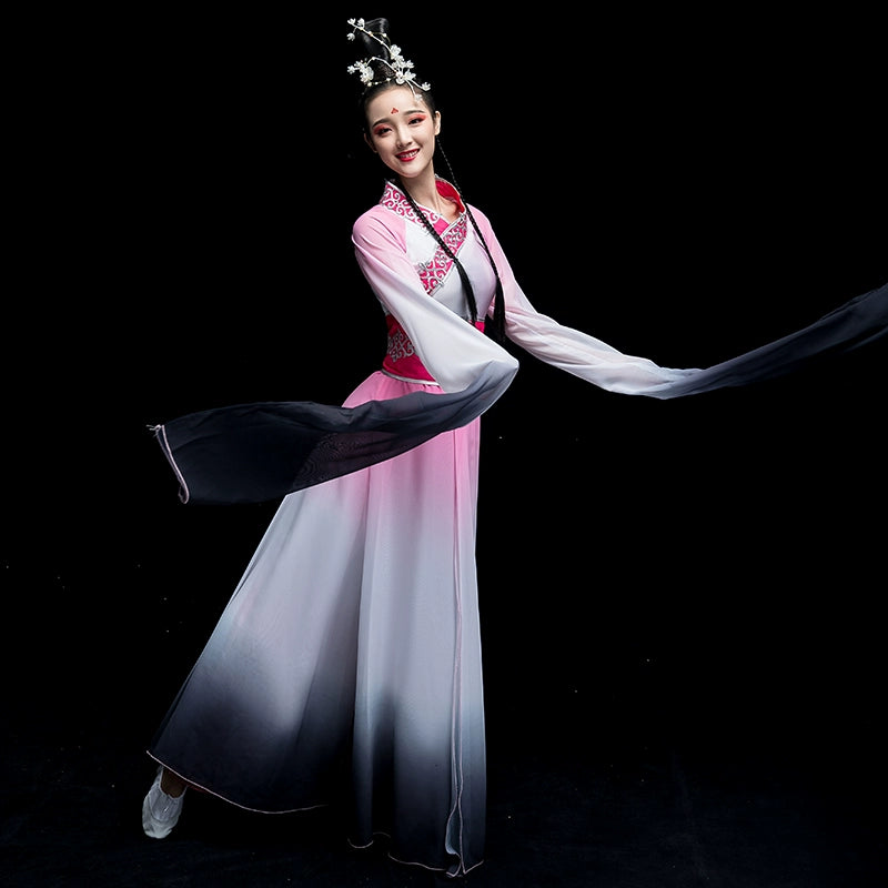 Chinese Folk Dance Costume Watersleeve Dance Costume Female Chinese Style Ancient Dress Pink Caiwei Classical Dance Costume Adults - Moderndancedress.com