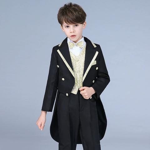Children's dress tuxedo suit flower girl dress boy piano costume hosted wedding suit magic suit - 