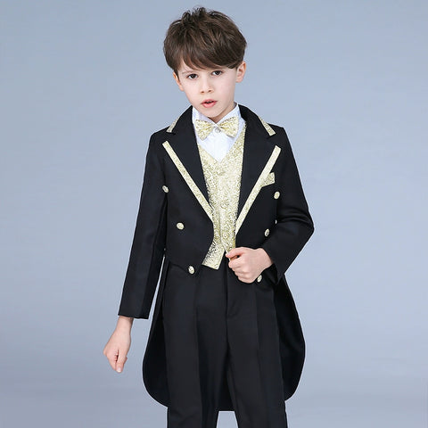 Children's dress tuxedo suit flower girl dress boy piano costume hosted wedding suit magic suit