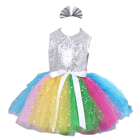 Girls Jazz Dance Costumes Performing Dresses Princess Dresses Chorus Kindergarten Sequins Performing Dresses - 