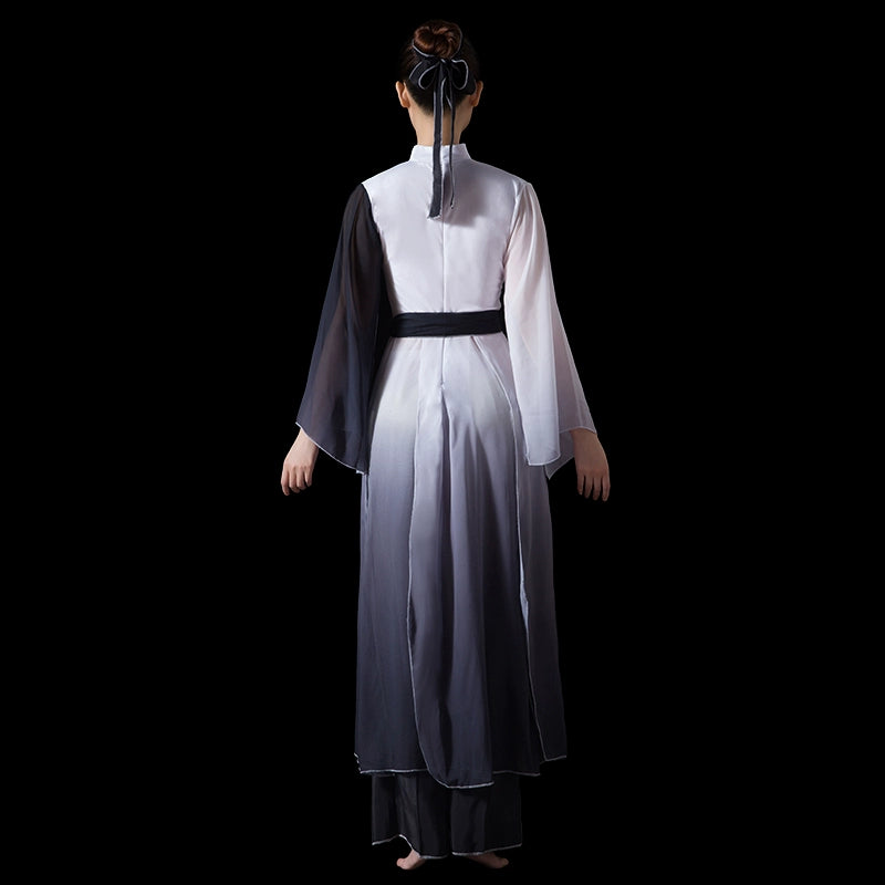 Chinese Folk Dance Costume Classical Dance Costume Chinese National Dance Costume Opening Dance Gradual Ink Dance Costume - Moderndancedress.com