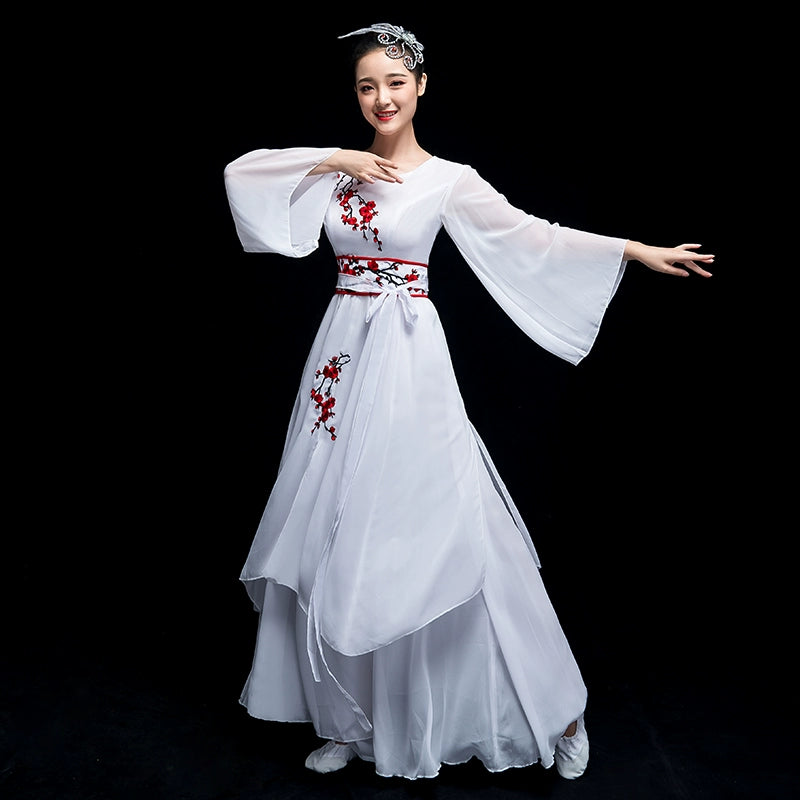 Chinese Folk Dance Costume Classical Dance Costume Chinese Fan Umbrella Dance Modern Dance Costume Fairy Long Skirt Adult - Moderndancedress.com