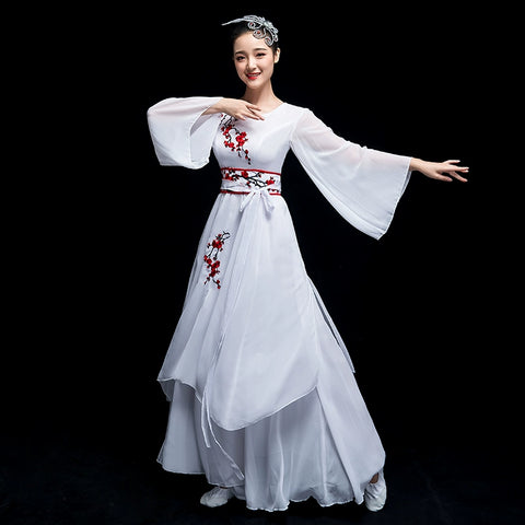 Chinese Folk Dance Costume Classical Dance Costume Chinese Fan Umbrella Dance Modern Dance Costume Fairy Long Skirt Adult - Moderndancedress.com