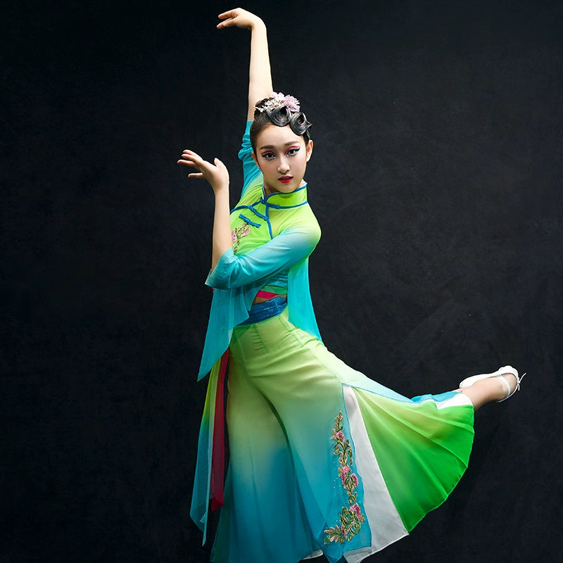 Chinese Folk Dance Costumes Classical Dance Costume Female Chinese Fan Umbrella Dance Costume Yangge Costume Suit for Adults - 