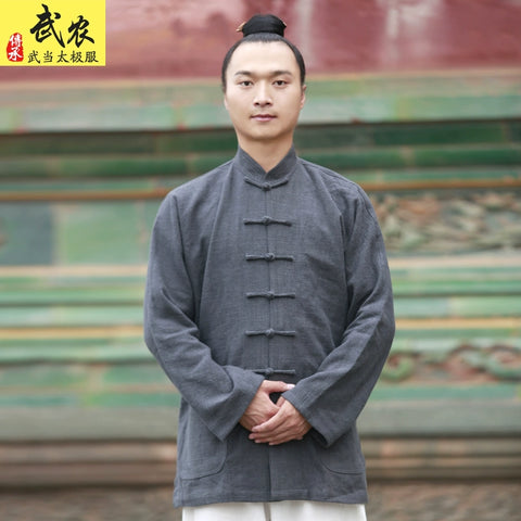 Wudang Taiji clothing men's linen morning exercise clothing martial arts clothing practice clothes Tai Chi clothing - Moderndancedress.com