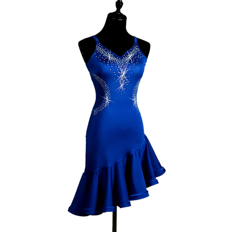 Latin Dance Dresses Latin Dance Competition Dresses Rumba Dresses Rhinestones Sleeveless Dress - Moderndancedress.com