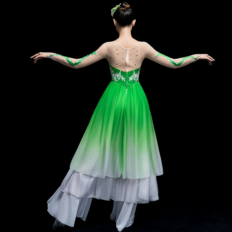 Chinese Folk Dance Costume Classical Dance Costume Female Square Fan Dance Costume Adult Umbrella Dance Yangko Costume Suit - Moderndancedress.com