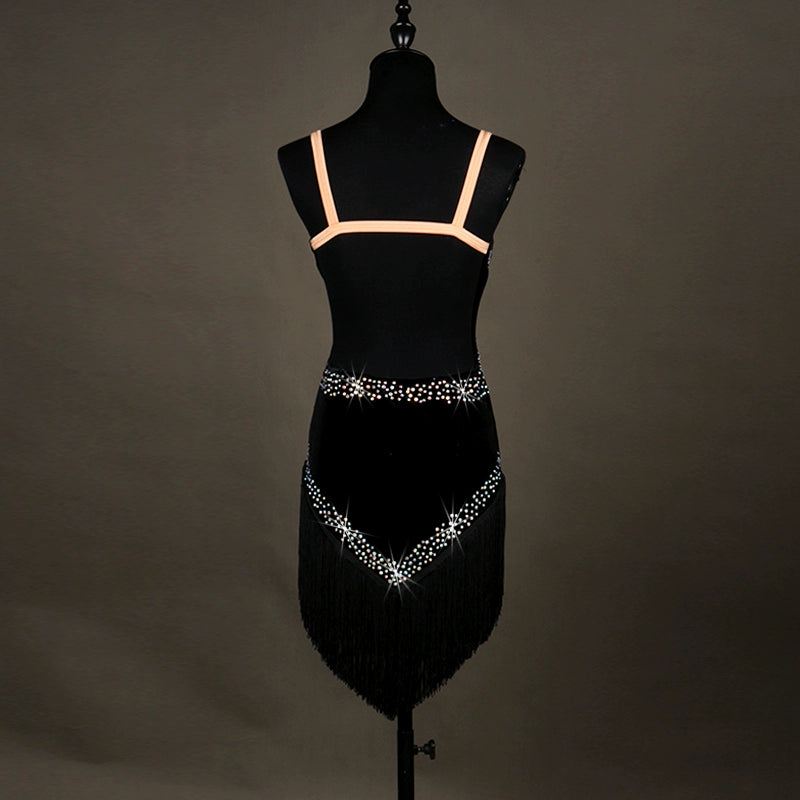 Silk sling Latin Dance Costume Liusu Latin dance competition dress for female adults - Moderndancedress.com