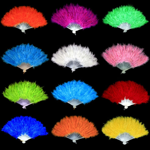 Cosmetic Ball Articles Stage Halloween Performance Projects Feather Fan Folding Dance Fan Feather Fan - Moderndancedress.com