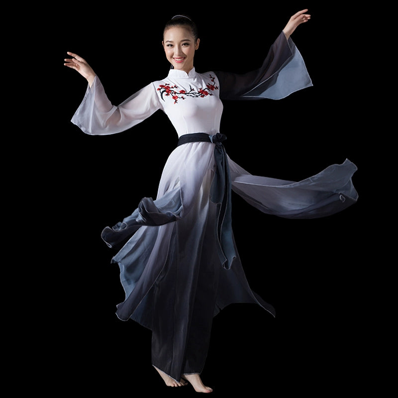Chinese Folk Dance Costume Classical Dance Costume Chinese National Dance Costume Opening Dance Gradual Ink Dance Costume - Moderndancedress.com