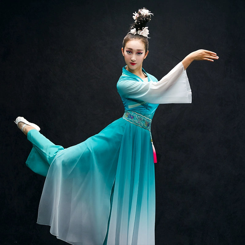 Chinese Folk Dance Costumes Classical Dance Costume Chinese Style Ancient Dress Umbrella Dance Fan Modern Dance Costume Ancient Style Fairy Adult - Moderndancedress.com