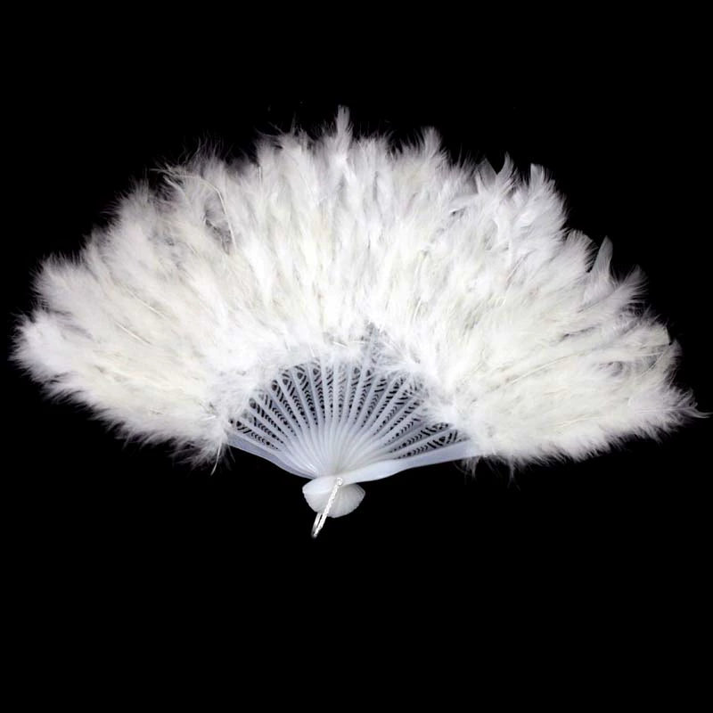 Cosmetic Ball Articles Stage Halloween Performance Projects Feather Fan Folding Dance Fan Feather Fan - Moderndancedress.com