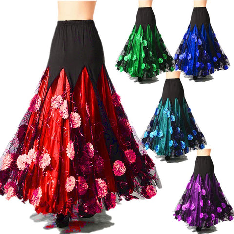 Women's Ballroom Dance Dresses Modern Skirt National Standard Dance Competition Dress, Big Dress, Half-length Performing Skirt Waltz Customized - Moderndancedress.com