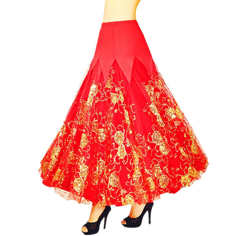 Women's Ballroom Dance Dresses Modern Skirt National Standard Dance Competition Skirt Long Half-length Skirt Practice Friendship Dress Waltz Skirt Performing Dress - Moderndancedress.com
