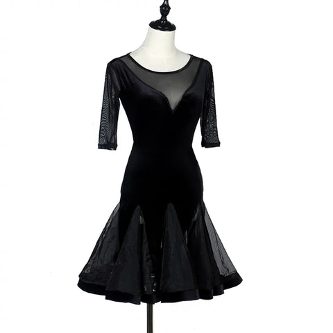 Latin Dance Examination Performing Dresses Women&amp;apos;s College Class Dresses High-class Gonggong Dresses Silk Line Pendant Dresses - Moderndancedress.com