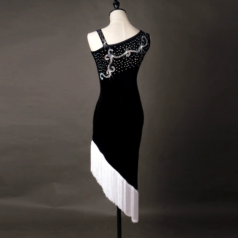 Latin Dance Competition Dresses with Diamonds Adult Dance Dresses Female Liuzhou Skirt and Suspender Latin Dance Performance Dresses - Moderndancedress.com