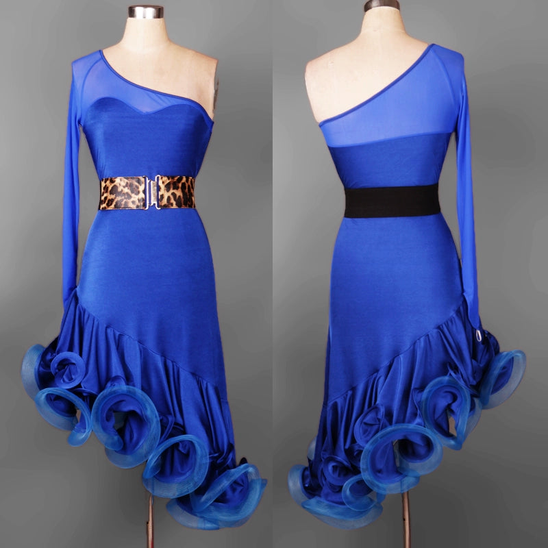 Latin Dance Dresses Women's Performance Spandex / Organza Crystals / Rhinestones Long Sleev Dress