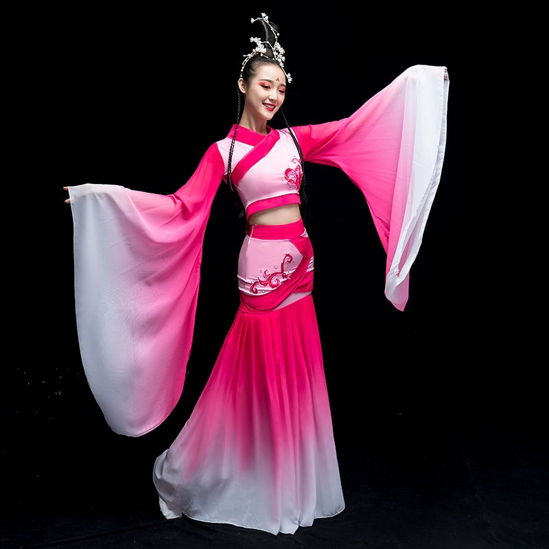 Chinese Folk Dance Costume Watersleeve Dance Costume Classical Dance Costume Female Chinese Wind Fairy Hanfu Caiwei Adult - 