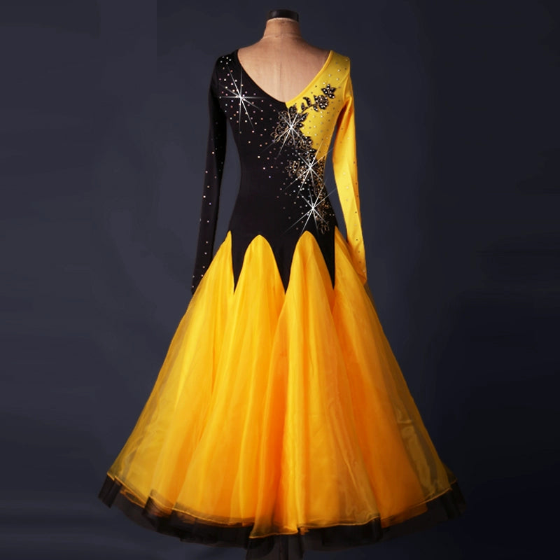 Ballroom Dance Dresses High-end decorative drill-inlaid National Standard Dance Dress Waltz dress modern dance competition dress - Moderndancedress.com