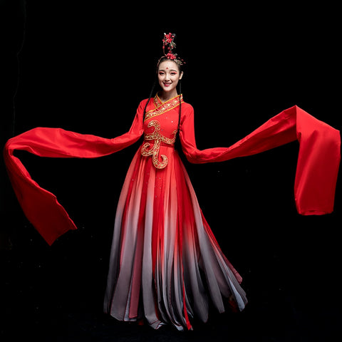 Chinese Folk Dance Costume Watersleeve Dance Costume Female Chinese Style Modern Dance Classical Dance Costume Adults - Moderndancedress.com