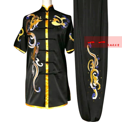 Martial Arts Clothes  Kungfu clothes Short-sleeved Wushu Clothing Wushu Show Clothing Men and Women Embroidery Long Boxing Show Clothing Morning Exercise Color Clothing
