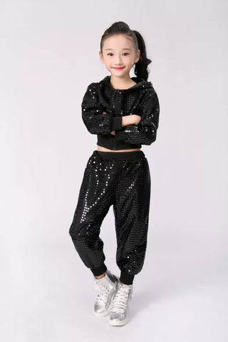 Girls Jazz Dance Costumes Sequins Jazz Dance Modern Hip-hop Dress Kindergarten Cheerleading Clothing for Primary and Secondary School Students - Moderndancedress.com