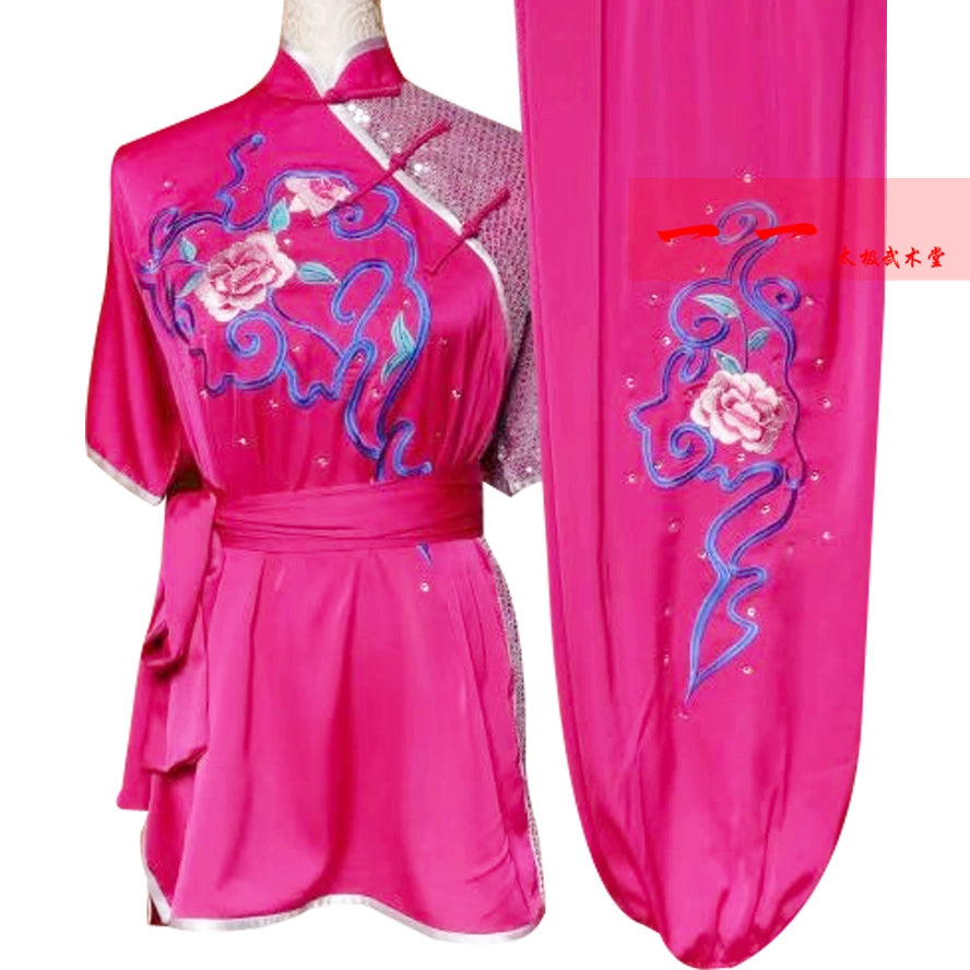 Martial Arts Clothes Kungfu clothes Wushu performance embroidery short sleeve long boxing competition costume men women practicing gown morning sword Taekwondo