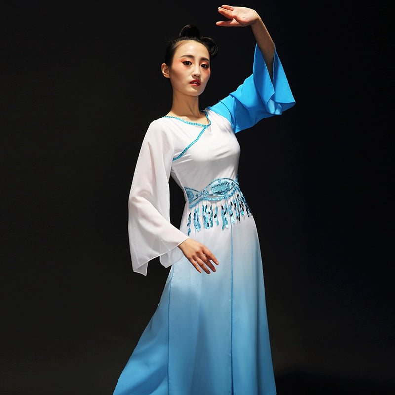 Chinese Folk Dance Costumes Classical Dance Costume, Female Practitioner Gongfu, Fairy Adult Modern Dance Costume Fan Dance - Moderndancedress.com