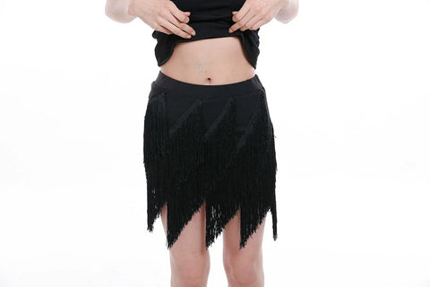 Girls Petals Fringe Latin Dance Skirt Salsa Rumba Chacha Irregular Tassels Dance Skirt Group Dance Performance Skirts for Kids - Moderndancedress.com