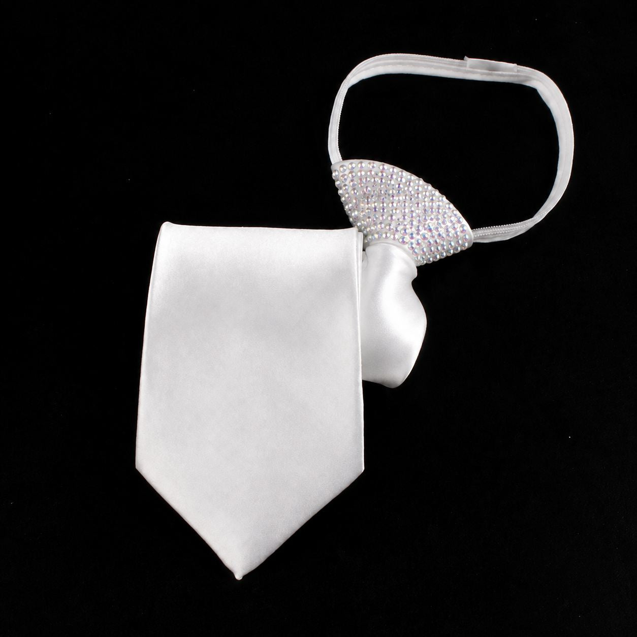 Crystallized Rhinestone Ballroom Dance Tie - Adjustable Men's Zipper Necktie