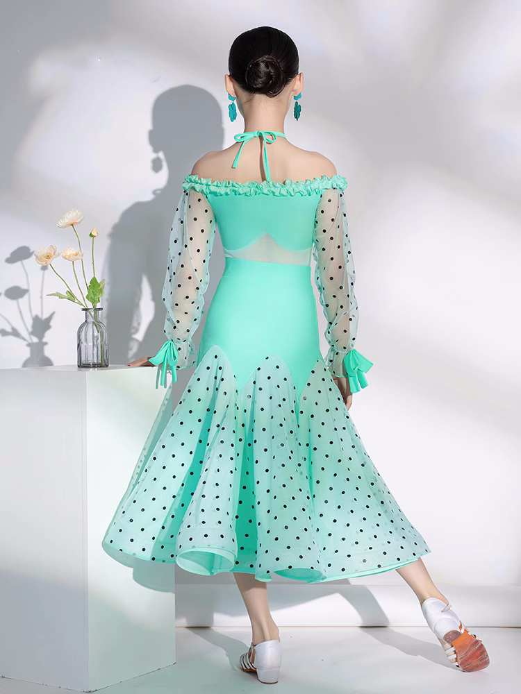 Girls mint green black red polka dot ballroom dance dresses for children kids modern latin ballroom dance performance outfits big skirt Moderndancedress.com Girls mint green black red polka dot ballroom dance dresses for children kids modern latin ballroom dance performance outfits big skirt Moderndancedress.com