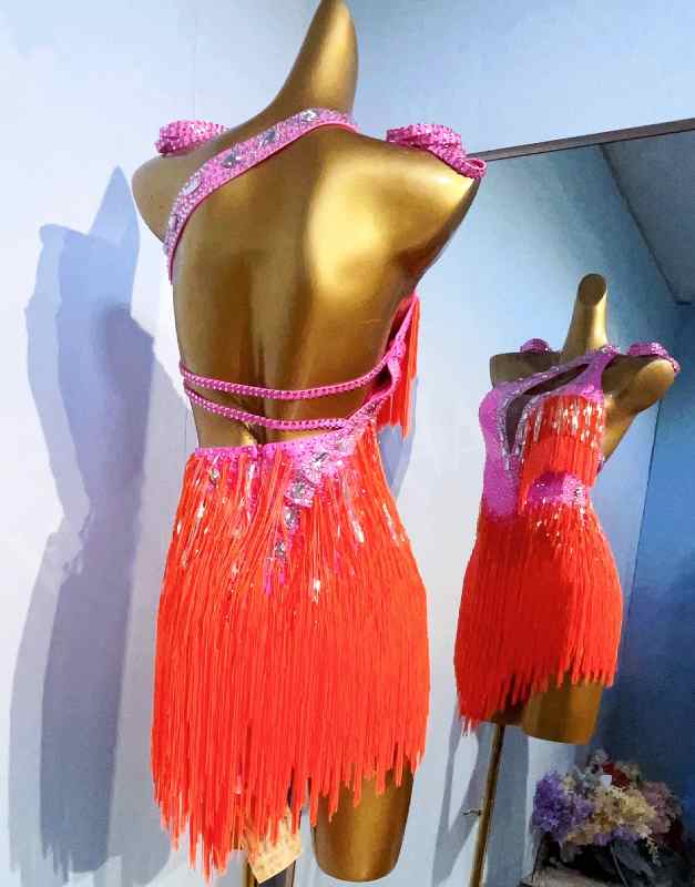 Custom Size Pink Red Competition Latin Dance Dresses for Women Salsa Rumba Blackpool One Shoulder Performance Wear
