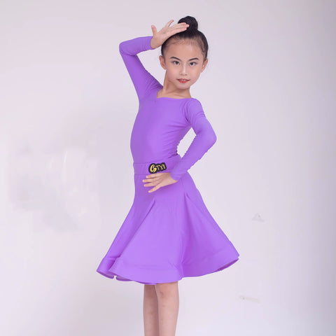 Children's Latin Dance dresses blue pink green Regulations Competition Uniforms Girls Professional Standards Grading Examination skirts - Moderndancedress.com