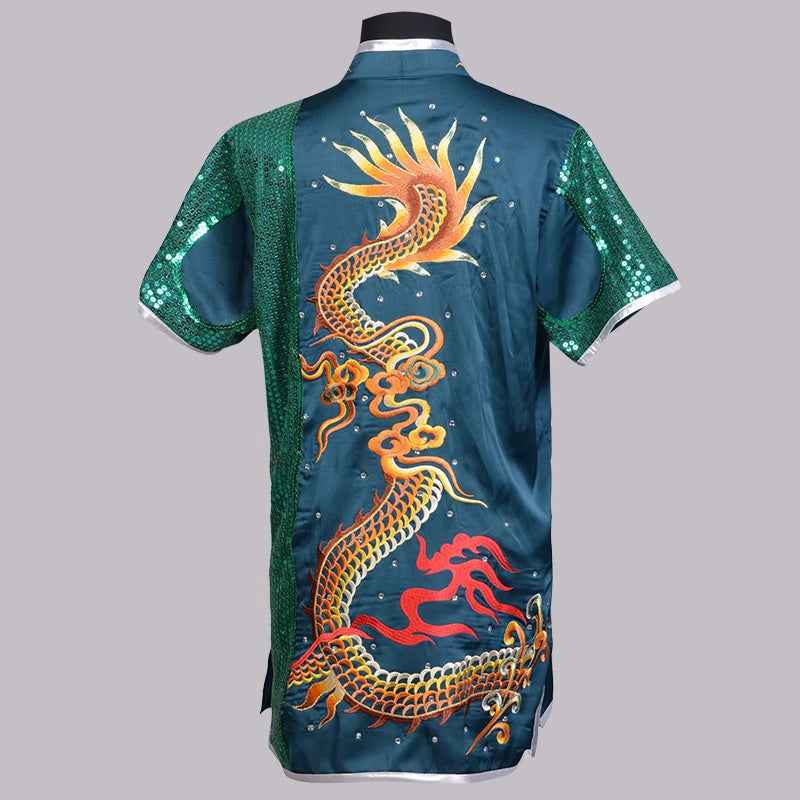 Dark Green Martial Arts Clothes Nanquan Chinese Dragon KungFu Uniforms
