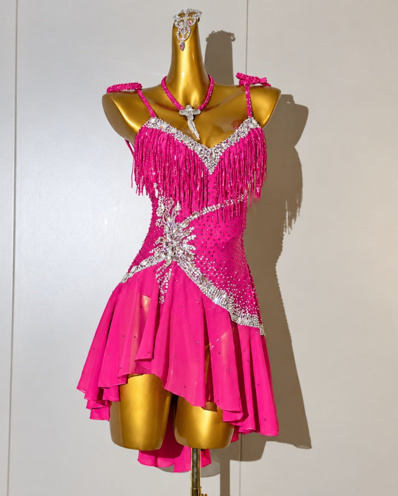 Custom Emerald Green Latin Dance Competition Dress Rhythm & Salsa Gown