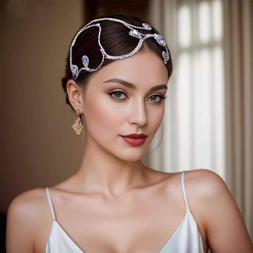 Gemstones latin ballroom Dance headdress for women girls waltz tango competition singer host Contest hair Accessories Bridal Headwear - Moderndancedress.com
