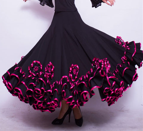 Ballroom Dancing Skirt Red Black Women Waltz Tango Flamenco Dance Dress Lady's Cheap Ballroom Competition Dresses