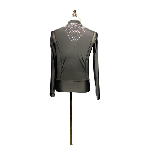 Custom Size Competition Diamond Dance Shirts for Men Youth Kids Latin Salsa Rumba Cha Cha Waltz Tango Jive Performance Clothing Body Tops