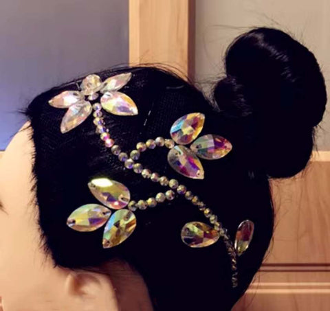Female adult kids diamond Latin ballroom dance headdress bling stones Modern  performance hair accessories headpiece jewelry - Moderndancedress.com