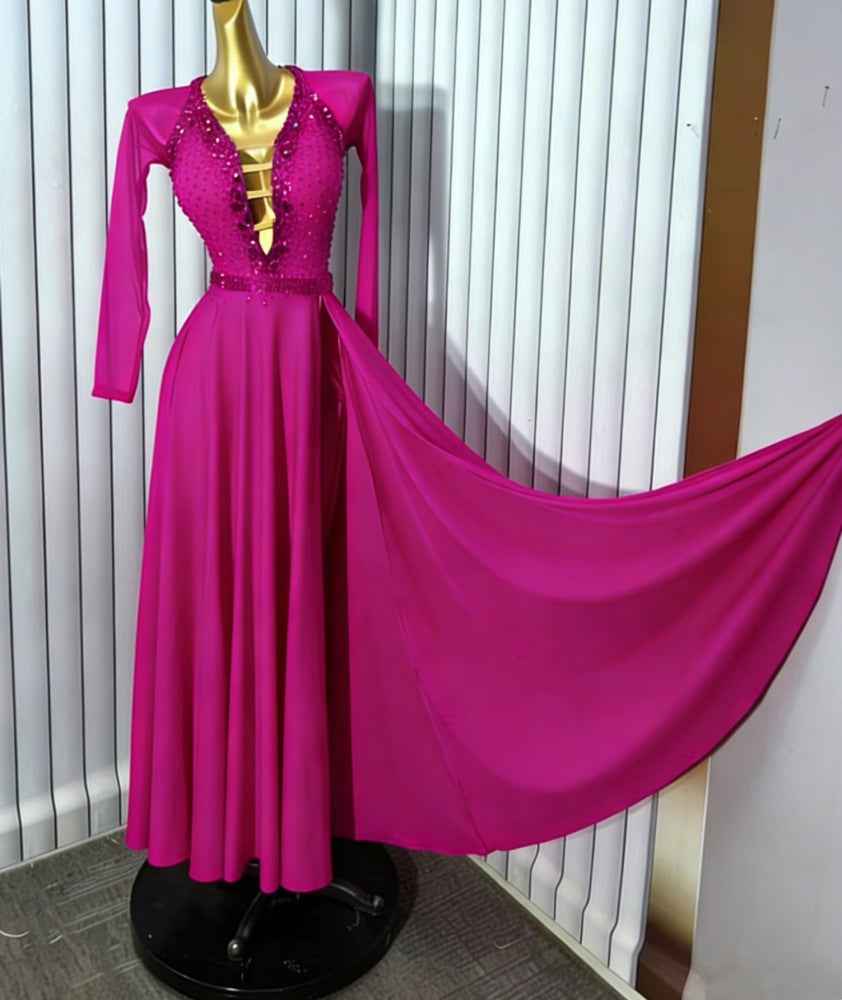 Custom Size Emerald Green American Smooth Competition Dress - Ballroom Waltz Dance Gown