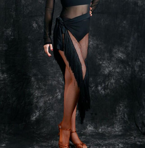 Black triangle hip scarf latin dance skirt salsa rumba chacha modern dance practice skirt for women écharpe hanche triangle danse latine - Moderndancedress.com