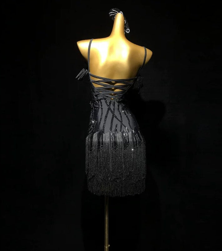 Custom Emerald Green Latin Dance Dress with 3D Petals Competition Blackpool Dancing Wear